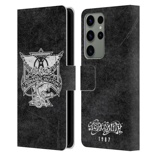 Aerosmith Black And White 1987 Permanent Vacation Leather Book Wallet Case Cover For Samsung Galaxy S23 Ultra 5G