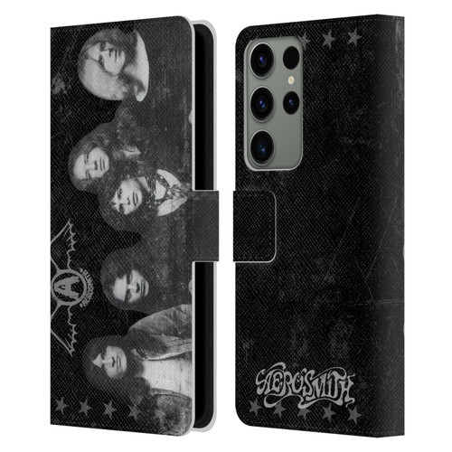 Aerosmith Black And White Vintage Photo Leather Book Wallet Case Cover For Samsung Galaxy S23 Ultra 5G
