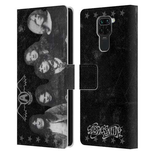 Aerosmith Black And White Vintage Photo Leather Book Wallet Case Cover For Xiaomi Redmi Note 9 / Redmi 10X 4G