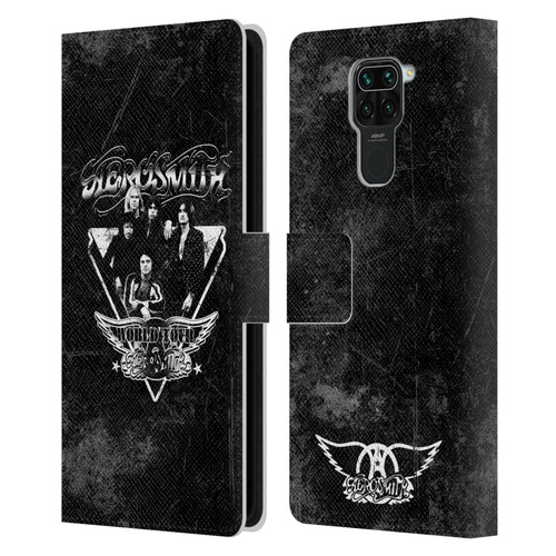 Aerosmith Black And White World Tour Leather Book Wallet Case Cover For Xiaomi Redmi Note 9 / Redmi 10X 4G