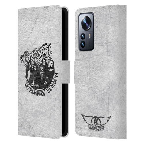 Aerosmith Black And White Get Your Wings US Tour Leather Book Wallet Case Cover For Xiaomi 12 Pro