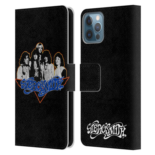 Aerosmith Classics Group Photo Vintage Leather Book Wallet Case Cover For Apple iPhone 12 / iPhone 12 Pro