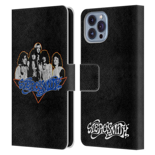 Aerosmith Classics Group Photo Vintage Leather Book Wallet Case Cover For Apple iPhone 14