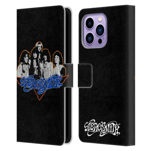 Aerosmith Classics Group Photo Vintage Leather Book Wallet Case Cover For Apple iPhone 14 Pro Max