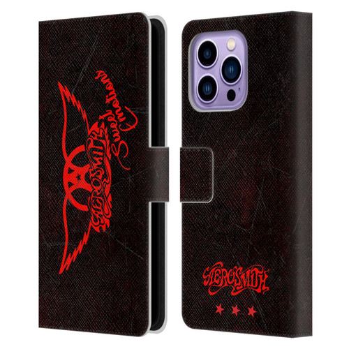 Aerosmith Classics Red Winged Sweet Emotions Leather Book Wallet Case Cover For Apple iPhone 14 Pro Max
