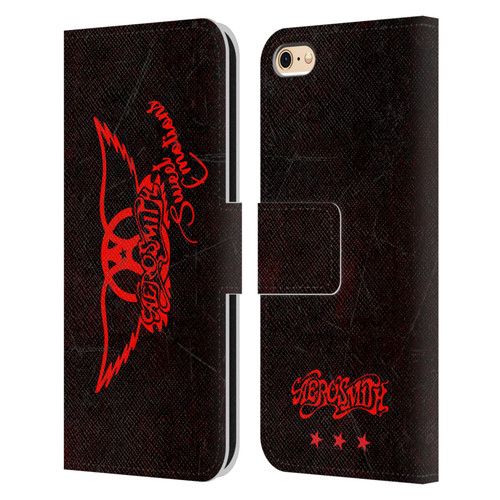 Aerosmith Classics Red Winged Sweet Emotions Leather Book Wallet Case Cover For Apple iPhone 6 / iPhone 6s