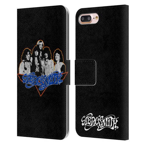 Aerosmith Classics Group Photo Vintage Leather Book Wallet Case Cover For Apple iPhone 7 Plus / iPhone 8 Plus