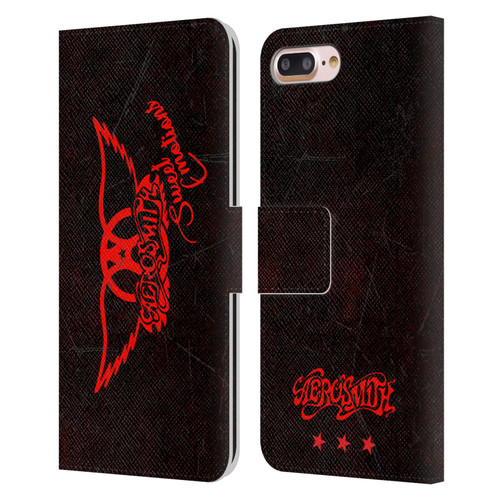 Aerosmith Classics Red Winged Sweet Emotions Leather Book Wallet Case Cover For Apple iPhone 7 Plus / iPhone 8 Plus