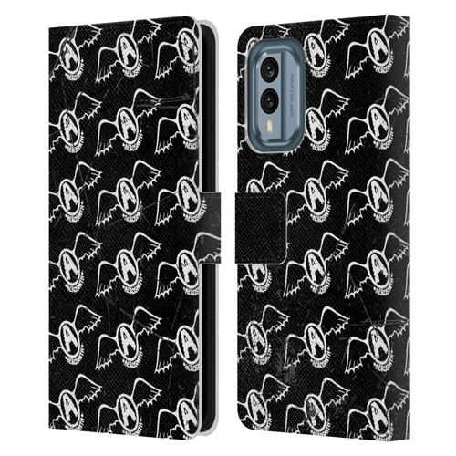 Aerosmith Classics Logo Pattern Leather Book Wallet Case Cover For Nokia X30