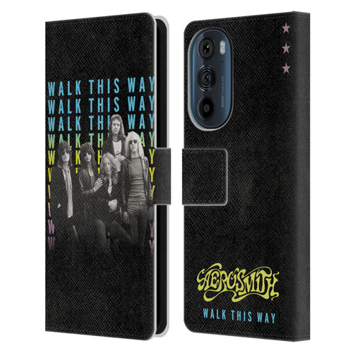 Aerosmith Classics Walk This Way Leather Book Wallet Case Cover For Motorola Edge 30
