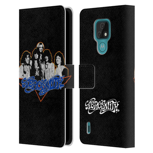 Aerosmith Classics Group Photo Vintage Leather Book Wallet Case Cover For Motorola Moto E7