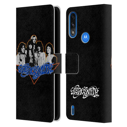 Aerosmith Classics Group Photo Vintage Leather Book Wallet Case Cover For Motorola Moto E7 Power / Moto E7i Power
