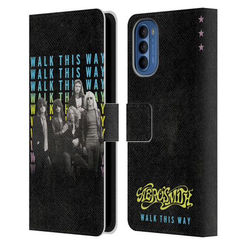 Aerosmith Classics Walk This Way Leather Book Wallet Case Cover For Motorola Moto G41