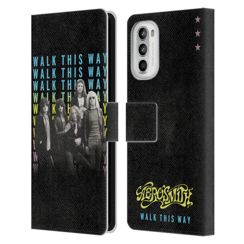 Aerosmith Classics Walk This Way Leather Book Wallet Case Cover For Motorola Moto G52