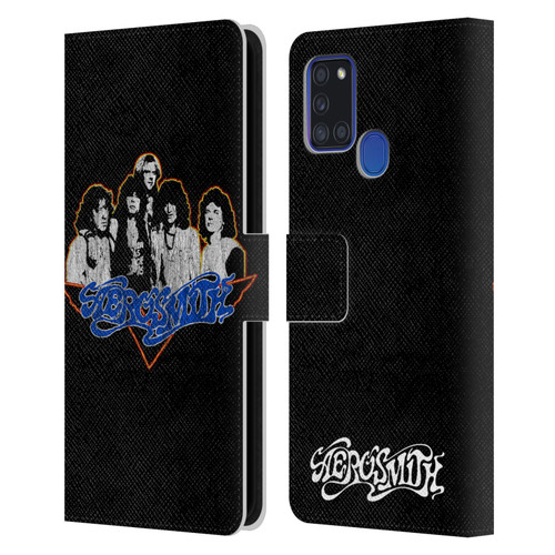 Aerosmith Classics Group Photo Vintage Leather Book Wallet Case Cover For Samsung Galaxy A21s (2020)