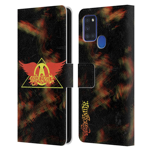 Aerosmith Classics Triangle Winged Leather Book Wallet Case Cover For Samsung Galaxy A21s (2020)