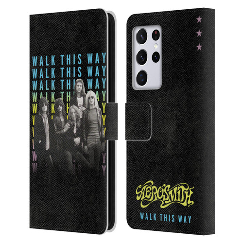 Aerosmith Classics Walk This Way Leather Book Wallet Case Cover For Samsung Galaxy S21 Ultra 5G