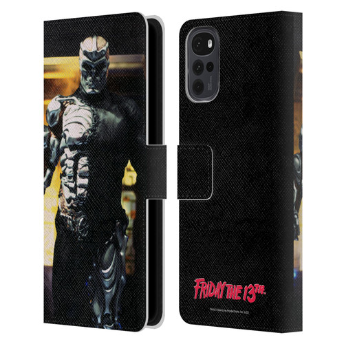 Friday the 13th: Jason X Comic Art And Logos Jason Cyborg Leather Book Wallet Case Cover For Motorola Moto G22