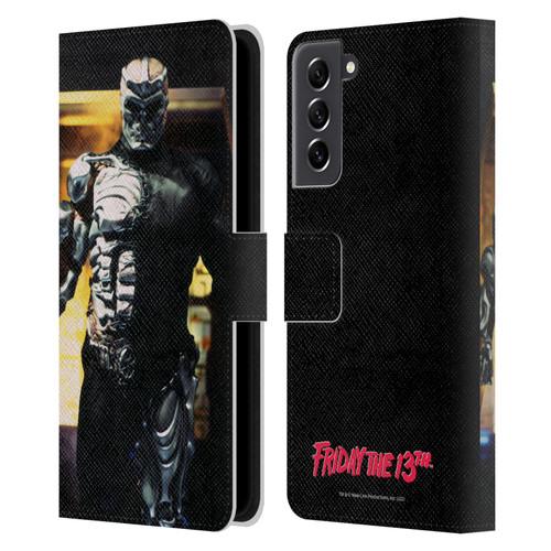 Friday the 13th: Jason X Comic Art And Logos Jason Cyborg Leather Book Wallet Case Cover For Samsung Galaxy S21 FE 5G