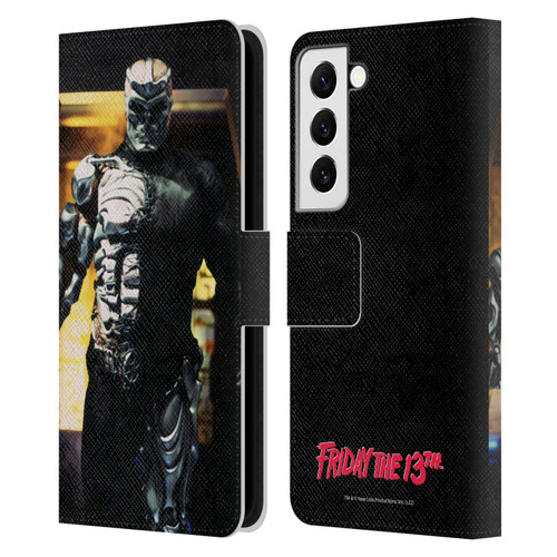 Friday the 13th: Jason X Comic Art And Logos Jason Cyborg Leather Book Wallet Case Cover For Samsung Galaxy S22 5G