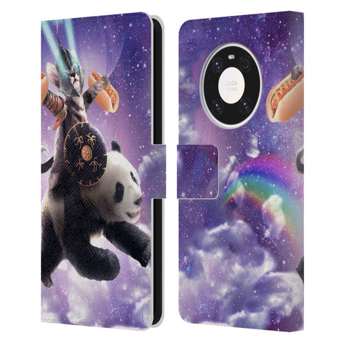 Random Galaxy Mixed Designs Warrior Cat Riding Panda Leather Book Wallet Case Cover For Huawei Mate 40 Pro 5G