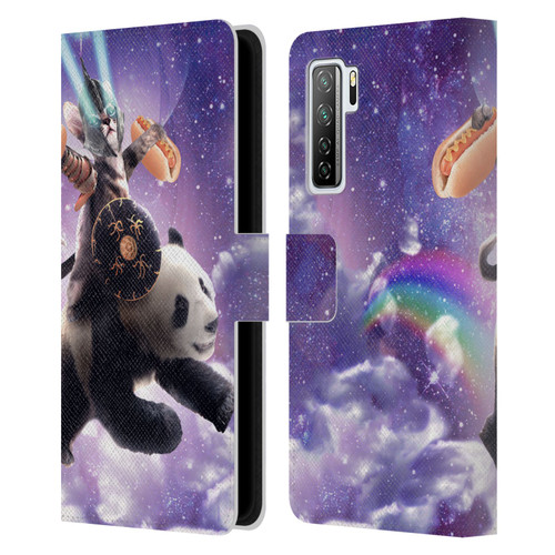 Random Galaxy Mixed Designs Warrior Cat Riding Panda Leather Book Wallet Case Cover For Huawei Nova 7 SE/P40 Lite 5G