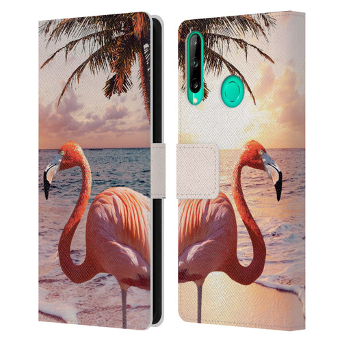 Random Galaxy Mixed Designs Flamingos & Palm Trees Leather Book Wallet Case Cover For Huawei P40 lite E
