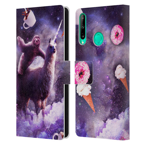 Random Galaxy Mixed Designs Sloth Riding Unicorn Leather Book Wallet Case Cover For Huawei P40 lite E