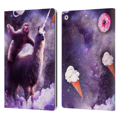 Random Galaxy Mixed Designs Sloth Riding Unicorn Leather Book Wallet Case Cover For Apple iPad 10.2 2019/2020/2021