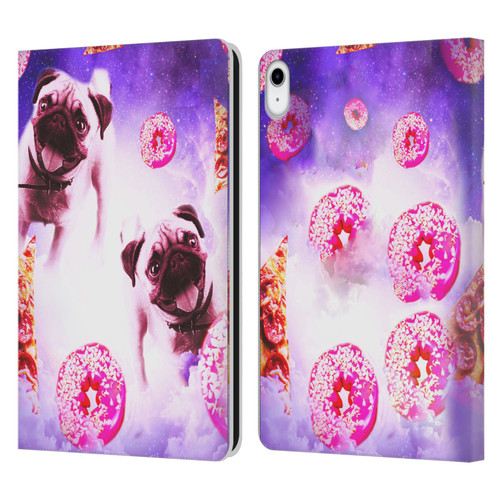 Random Galaxy Mixed Designs Pugs Pizza & Donut Leather Book Wallet Case Cover For Apple iPad 10.9 (2022)