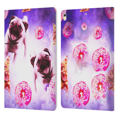 Random Galaxy Mixed Designs Pugs Pizza & Donut Leather Book Wallet Case Cover For Apple iPad Pro 10.5 (2017)