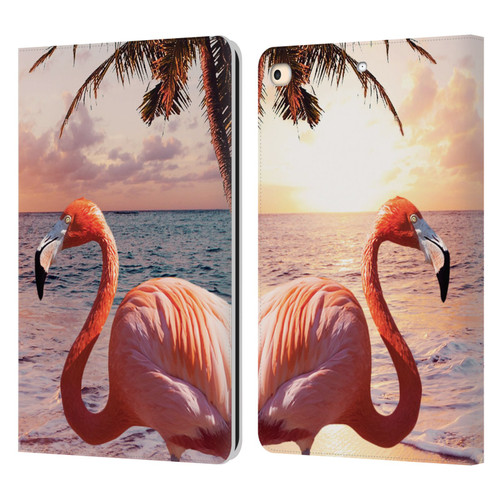 Random Galaxy Mixed Designs Flamingos & Palm Trees Leather Book Wallet Case Cover For Apple iPad 9.7 2017 / iPad 9.7 2018