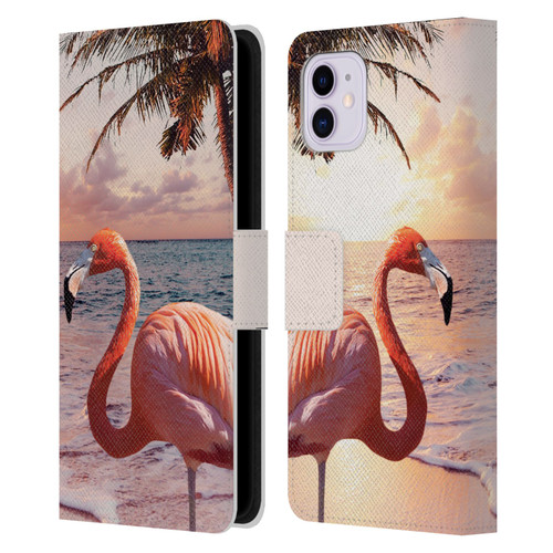 Random Galaxy Mixed Designs Flamingos & Palm Trees Leather Book Wallet Case Cover For Apple iPhone 11