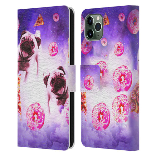 Random Galaxy Mixed Designs Pugs Pizza & Donut Leather Book Wallet Case Cover For Apple iPhone 11 Pro Max