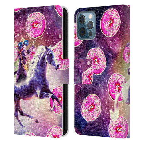 Random Galaxy Mixed Designs Thug Cat Riding Unicorn Leather Book Wallet Case Cover For Apple iPhone 12 / iPhone 12 Pro