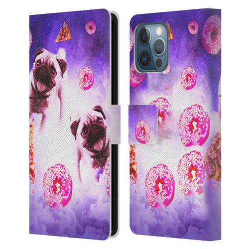 Random Galaxy Mixed Designs Pugs Pizza & Donut Leather Book Wallet Case Cover For Apple iPhone 12 Pro Max