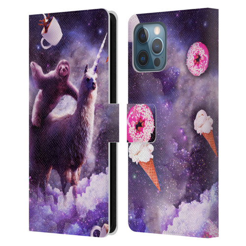 Random Galaxy Mixed Designs Sloth Riding Unicorn Leather Book Wallet Case Cover For Apple iPhone 12 Pro Max