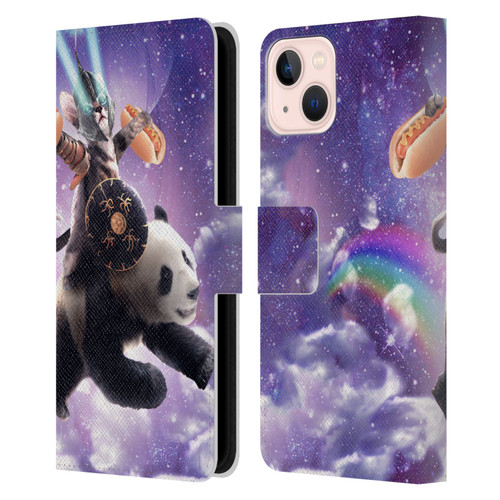 Random Galaxy Mixed Designs Warrior Cat Riding Panda Leather Book Wallet Case Cover For Apple iPhone 13