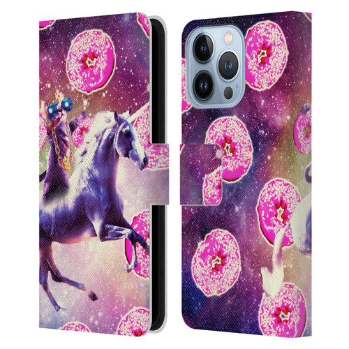 Random Galaxy Mixed Designs Thug Cat Riding Unicorn Leather Book Wallet Case Cover For Apple iPhone 13 Pro