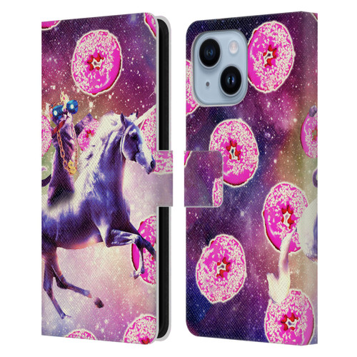 Random Galaxy Mixed Designs Thug Cat Riding Unicorn Leather Book Wallet Case Cover For Apple iPhone 14 Plus