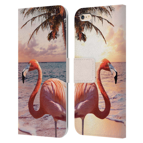 Random Galaxy Mixed Designs Flamingos & Palm Trees Leather Book Wallet Case Cover For Apple iPhone 6 Plus / iPhone 6s Plus