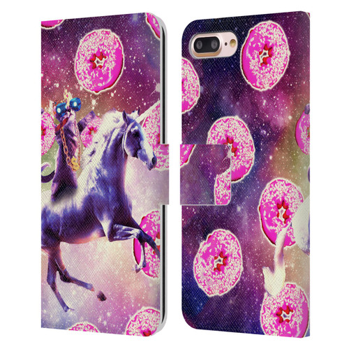 Random Galaxy Mixed Designs Thug Cat Riding Unicorn Leather Book Wallet Case Cover For Apple iPhone 7 Plus / iPhone 8 Plus