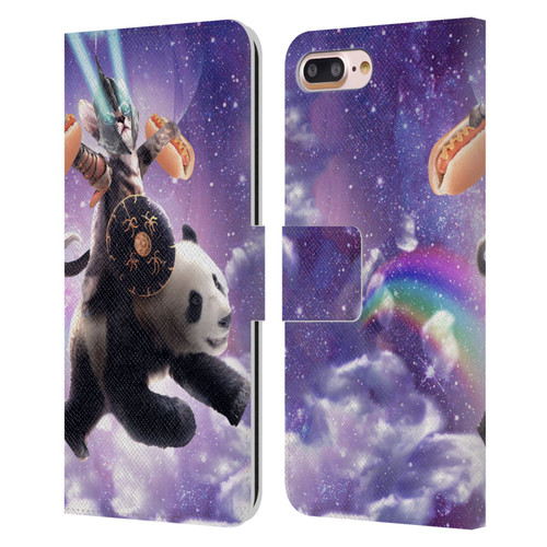 Random Galaxy Mixed Designs Warrior Cat Riding Panda Leather Book Wallet Case Cover For Apple iPhone 7 Plus / iPhone 8 Plus