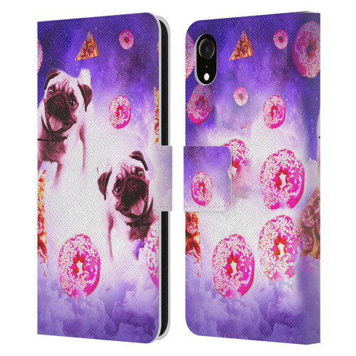 Random Galaxy Mixed Designs Pugs Pizza & Donut Leather Book Wallet Case Cover For Apple iPhone XR