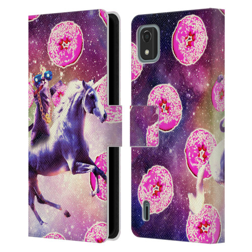 Random Galaxy Mixed Designs Thug Cat Riding Unicorn Leather Book Wallet Case Cover For Nokia C2 2nd Edition