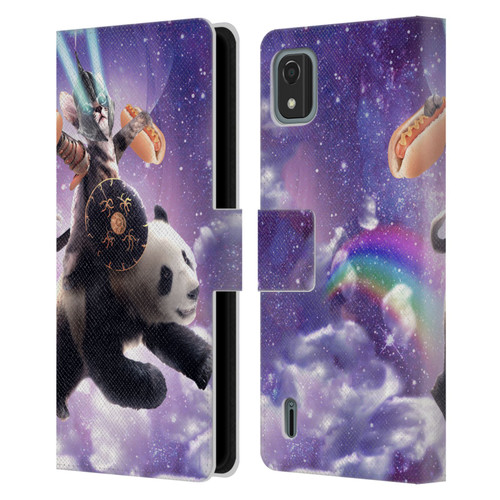 Random Galaxy Mixed Designs Warrior Cat Riding Panda Leather Book Wallet Case Cover For Nokia C2 2nd Edition