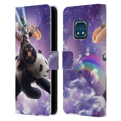 Random Galaxy Mixed Designs Warrior Cat Riding Panda Leather Book Wallet Case Cover For Nokia XR20