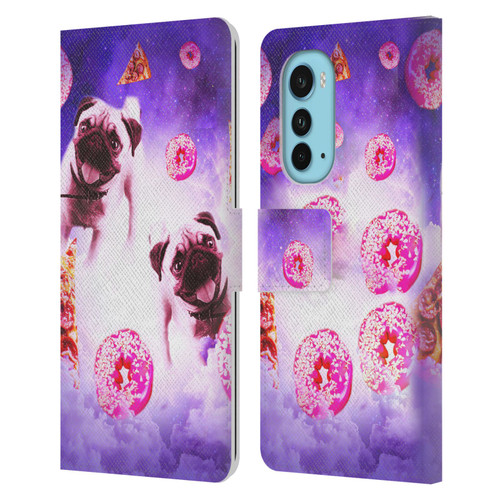 Random Galaxy Mixed Designs Pugs Pizza & Donut Leather Book Wallet Case Cover For Motorola Edge (2022)