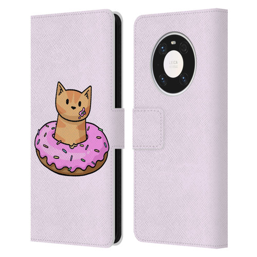 Beth Wilson Doodlecats Donut Leather Book Wallet Case Cover For Huawei Mate 40 Pro 5G