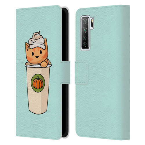 Beth Wilson Doodlecats Pumpkin Spice Latte Leather Book Wallet Case Cover For Huawei Nova 7 SE/P40 Lite 5G
